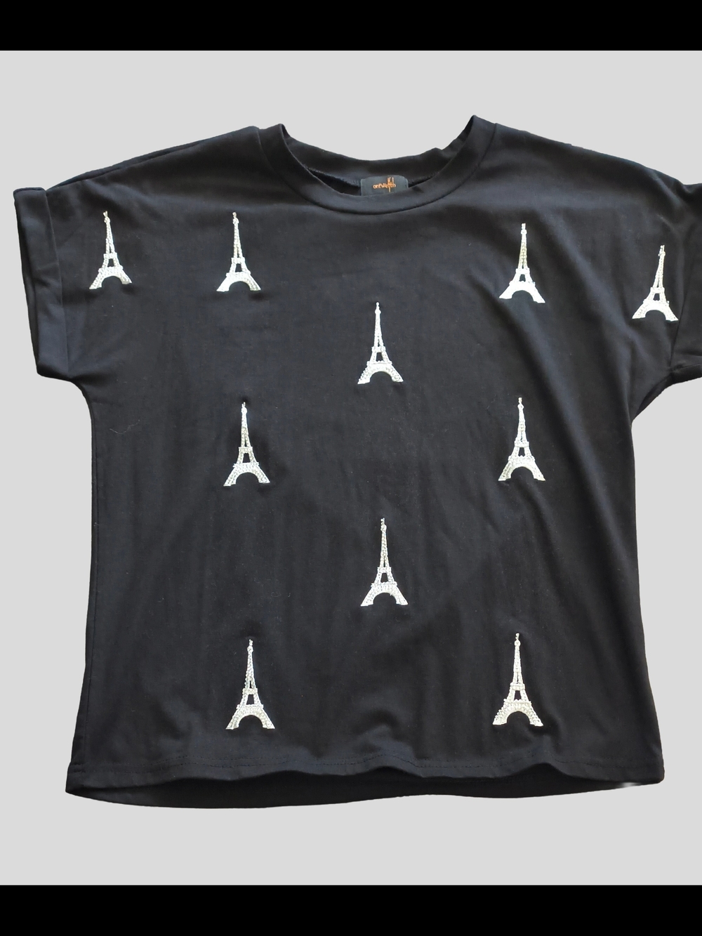 Women's Black Eiffel Tower Graphic Tee